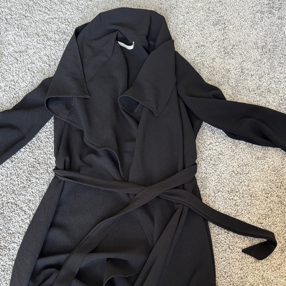Black Wrap Coat with Belt